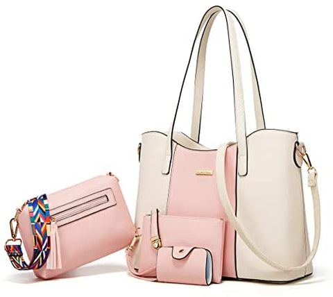 Women Fashion Handbags Wallet Tote Bag Shoulder Bag Top Handle Satchel Purse Set 4pcs