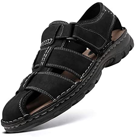 Men's Sandals Summer Casual Genuine Leather Beach Sandals for Men Outdoor and Indoor Comfort Open Toe Fisherman Sandals