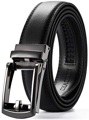 Kids Belts for Boys, Chaoren Leather Ratchet Belt 1.25" Comfort with Click Buckle, Adjustable Trim to Fit