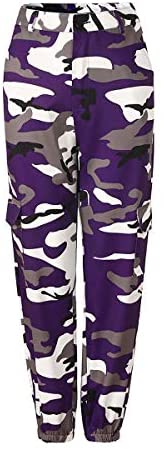 Women's Stylish Camouflage Cargo Pants Classic High Waist Denim Cargo Jogger