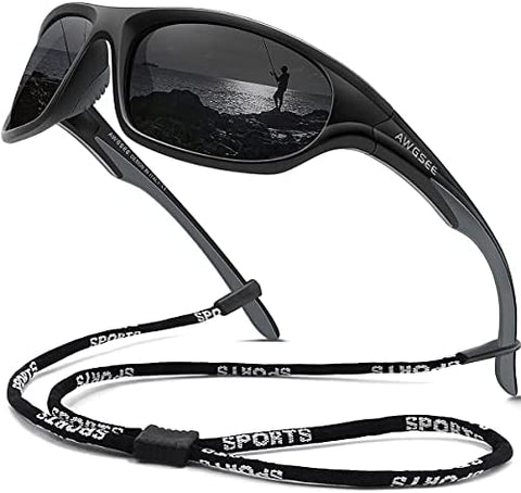 AWGSEE Polarized Sports Sunglasses For Men Cycling Driving Fishing Sun Glasses TR90 Unbreakable Frame 100% UV Protection
