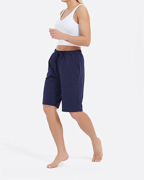 Women's Bermuda Shorts Workout Cotton Jersey Yoga Lounge Pajama Shorts with Pockets