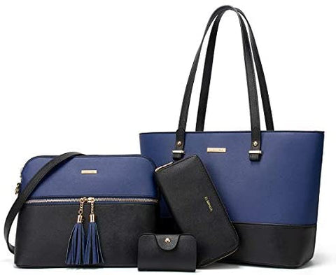 Women Fashion Handbags Wallet Tote Bag Shoulder Bag Top Handle Satchel Purse Set 4pcs