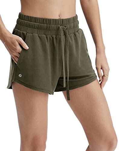 Women's Casual Elastic Waist Drawstring Shorts Workout Running Athletic Biker Shorts with Pockets