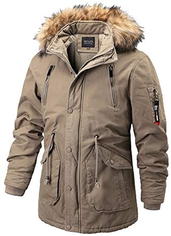 Men's Detachable Hooded Zipper Up Sherpa Lined Parka Jacket