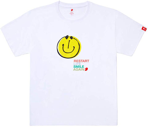UIN Round Neck Casual Comfort Art Painted T-Shirt Short Sleeve Tee Smiley