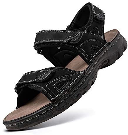 Men's Sandals Summer Casual Genuine Leather Beach Sandals for Men Outdoor and Indoor Comfort Open Toe Fisherman Sandals