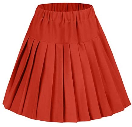 Women's Elastic Waist Plaid Pleated Skirt Tartan Skater School Uniform Mini Skirts