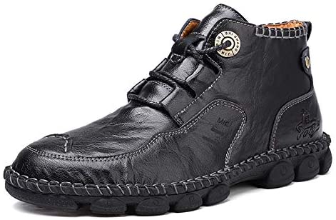 Mens British Boots Ankle Length Leather Motorcycle Boots Zipper or Lace-Up