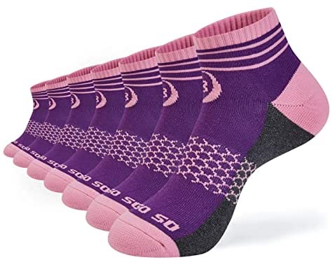 Womens Ankle Socks 7 Pairs Running Athletic Cushioned Sole Heel Shield Socks With Tab