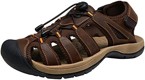 Men's Sandals Summer Casual Genuine Leather Beach Sandals for Men Outdoor and Indoor Comfort Open Toe Fisherman Sandals