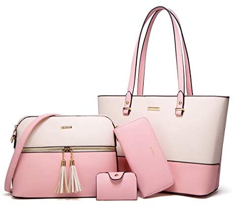 Women Fashion Handbags Wallet Tote Bag Shoulder Bag Top Handle Satchel Purse Set 4pcs