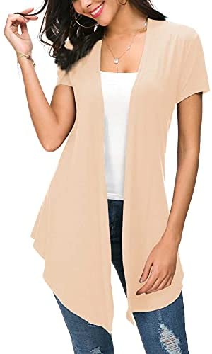 Womens Open Front Short Sleeve Cardigans for Women Lightweight Summer Drape Cardigan Vest