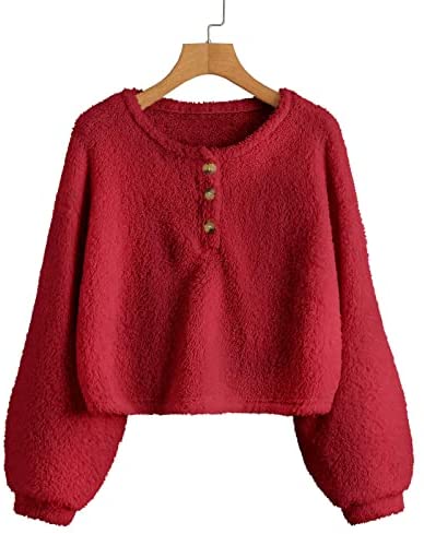Girls Sherpa Fleece Crop Tops Oversized Puff Long Sleeve Sweatshirt Jacket Coat