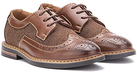 X RAY Footwear Winston Boy’s Fashion Handcrafted Classic Formal Leather Lace-Up Shoe-Oxford, Wingtip Toe, Thermoplastic Rubber Outsole