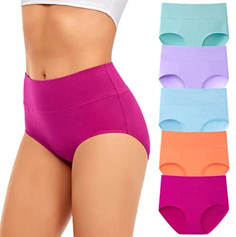 Women's Underwear Cotton High Waisted Full Coverage Briefs Breathable Soft Ladies Panties for women Plus Size & Regular Size