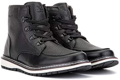 X RAY Footwear Men's Avery Fashion Classic Combat Hiking Faux Leather Moc Boots, Plain toe, Thermoplastic Rubber Outsole