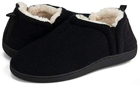 Slippers for Men Cozy Memory Foam Closed Back House Shoes with Plush Sherpa Fleece Lining Anti-Skid Rubber Sole Slip on Flats Slippers Indoor Outdoor