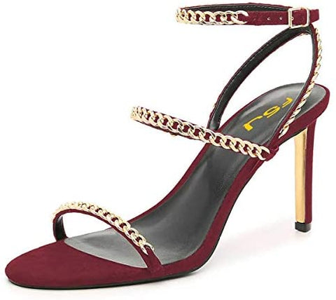 Sexy Bridal Women Chain Strappy Sandals Slim High Heel Ankle Strap Slingback Wedding Dress Shoes Size 4-15 US