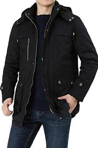 Men's Full Zip Up Inner Fleece Lined Winter Parka Jacket