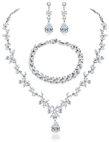 White Gold Plated Jewelry Set with White AAA Cubic Zirconia