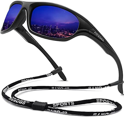 AWGSEE Polarized Sports Sunglasses For Men Cycling Driving Fishing Sun Glasses TR90 Unbreakable Frame 100% UV Protection