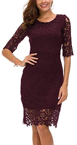 Urban CoCo Women's Lace Sheath Dress Slim Fit Midi Dress