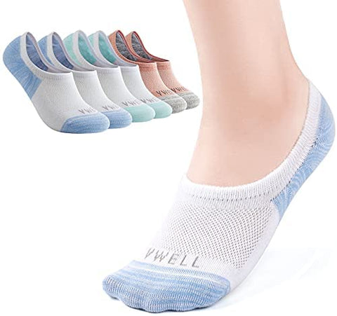 Women's No Show Socks Non-Slip 6 Pairs Low Cut Socks for Women Cotton Invisible Liner Socks