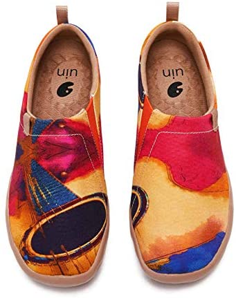 UIN Women's Slip On Loafers Canvas Lightweight Flats Sneakers Love & Humans Walking Casual Art Painted Travel Shoes Amour