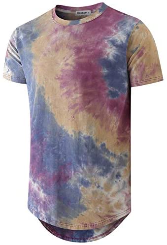 KLIEGOU Men's Hip hop Tie Dye Short Sleeve T-Shirt