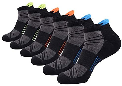 Mens Ankle Low Cut Athletic Tab Socks for Men Sport Comfort Cushion Sock 6 Pack