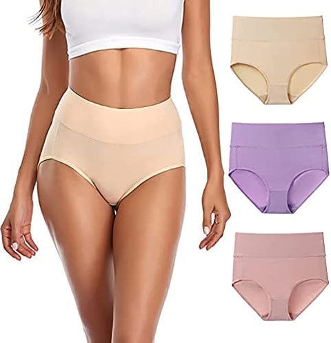 High Waisted Cotton Underwear For Women,Breathable Soft Cotton Full Brief Panties Stretch Lace Ladies Panties For Women