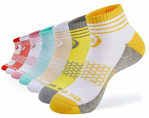 Womens Ankle Socks 7 Pairs Running Athletic Cushioned Sole Heel Shield Socks With Tab