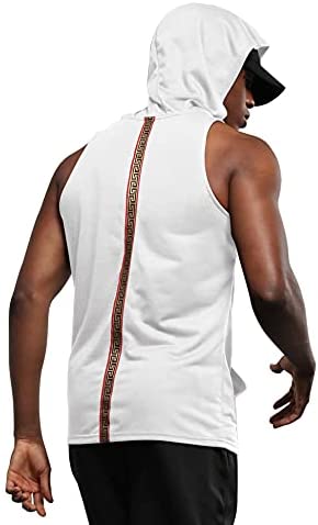 iWoo Men's Workout Hooded Sleeveless Gym Tank Tops Muscle Tee T Shirts with Hood