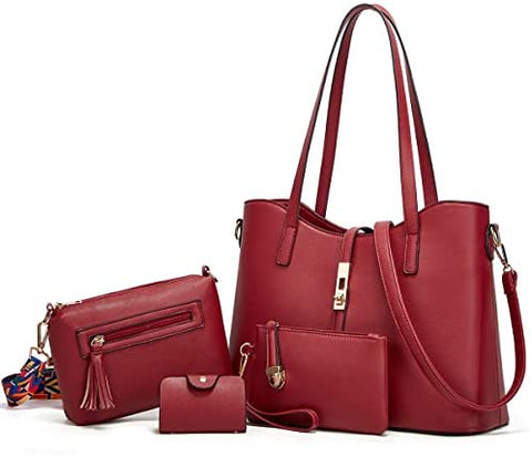 Women Fashion Handbags Wallet Tote Bag Shoulder Bag Top Handle Satchel Purse Set 4pcs