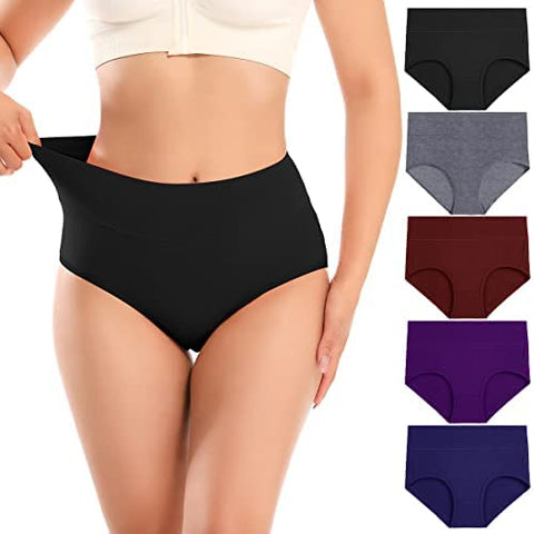 POKARLA Womens Cotton Underwear Postpartum Recovery C Section High Waisted Panties 5-Pack