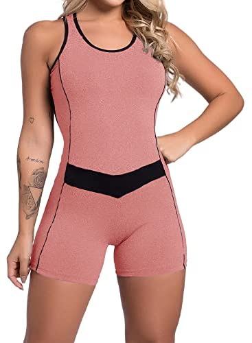 Womens Sleeveless Workout Rompers Active Yoga Running Bodycorn Jumpsuit Activewear