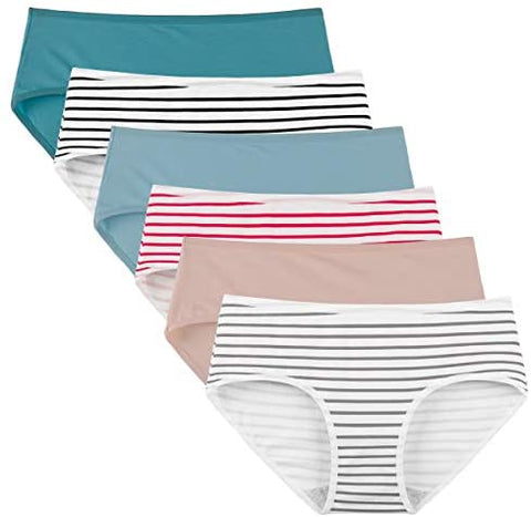 INNERSY Womens Underwear Cotton Hipster Panties Regular & Plus Size 6-Pack