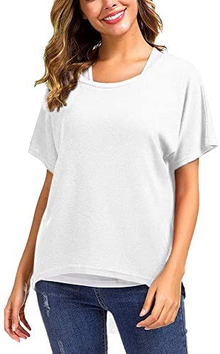 Women's Short Sleeve Scoop Neck T Shirts Summer Casual Loose Baggy Tops Shirts