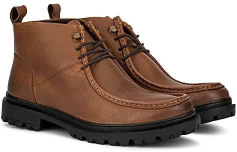 Reserved Footwear New York Positron Men’s Fashion Classic Combat Leather Ankle Mid-Top Oxford Boots, Round Toe, Thermoplastic rubber Outsole