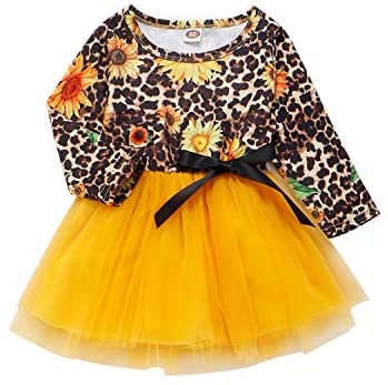 Baby Girls Dress Long Sleeves Tulle Princess Gypsophila Dresses Casual for Toddler Girl Age 6M-7T