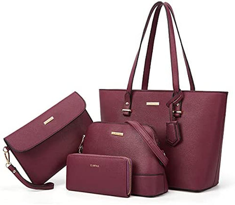 Women Fashion Handbags Wallet Tote Bag Shoulder Bag Top Handle Satchel Purse Set 4pcs