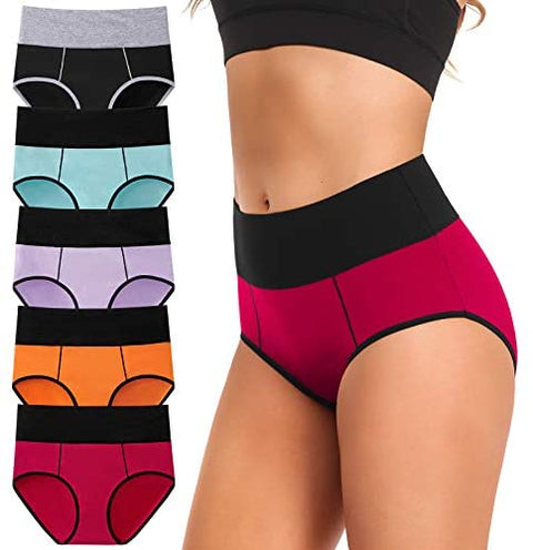 Women's Underwear Cotton, High Waisted Full Coverage Briefs, Soft Stretch No Muffin Top Ladies Panties Regular & Plus Size