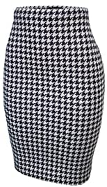 Women‘s Elastic Waist Stretch Basic Bodycon Midi Knee Length Pencil Skirt for Office and Home