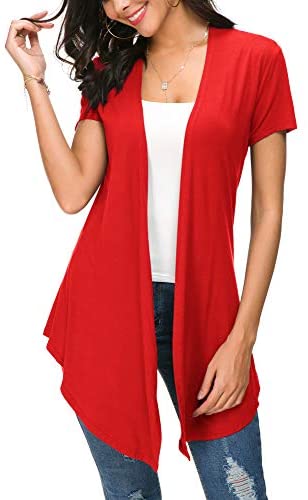 Womens Open Front Short Sleeve Cardigans for Women Lightweight Summer Drape Cardigan Vest