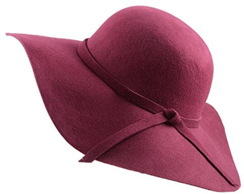 Women's Foldable Wide Brim Felt Bowler Fedora Floopy Wool Hat