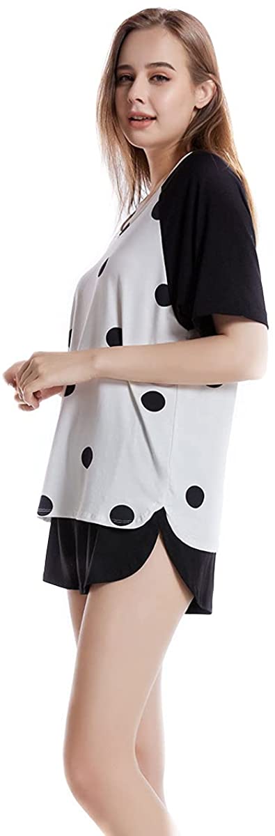 Women's Short Pajamas Set Short Sleeves and Shorts Lounge Bamboo Viscose Pajamas Set 2 Piece