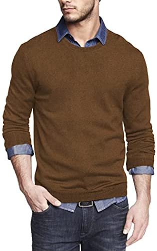 Men Knit Dress Sweater Slim Fit Crew Neck Long Sleeve Pullover Sweater