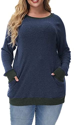 Plus Size Sweatshirts for Women No Hood Crewneck Pullover Long Sleeve Tops Fall Casual Tunic Sweatshirt