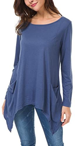 Urban CoCo Women's Plus Size Swing Pocket Tunic Tops Loose Tee Shirts